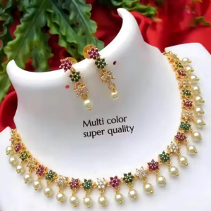 Fancy Diamond matte finish Jewellery Set diva Necklace Gold-plated jewellery set